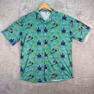 Myrtle Beach Mermen Destroyer Rocks Button Up Shirt Gator 1079 Hawaiian Print XL